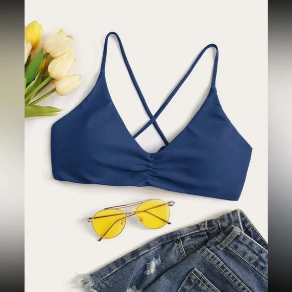 SHEIN Swim Ruched Tie Back Bikini Top size M - Picture 1 of 7